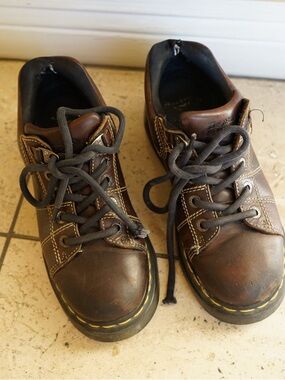 Dr. Martens Brown Leather Lace-Up Work Oxfords